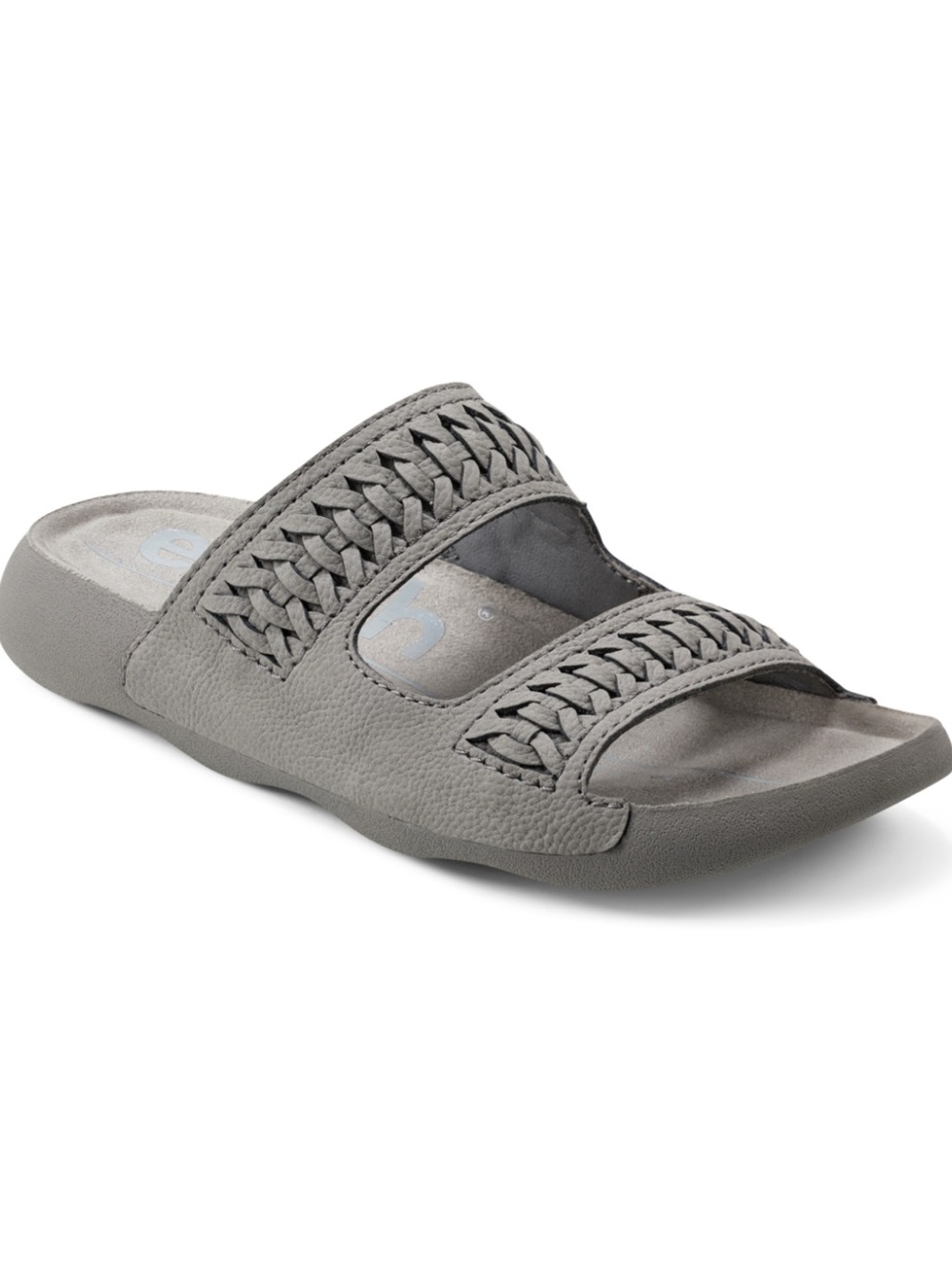 Earth Genie Gray woven Braided Double-Strap Slide Sandals